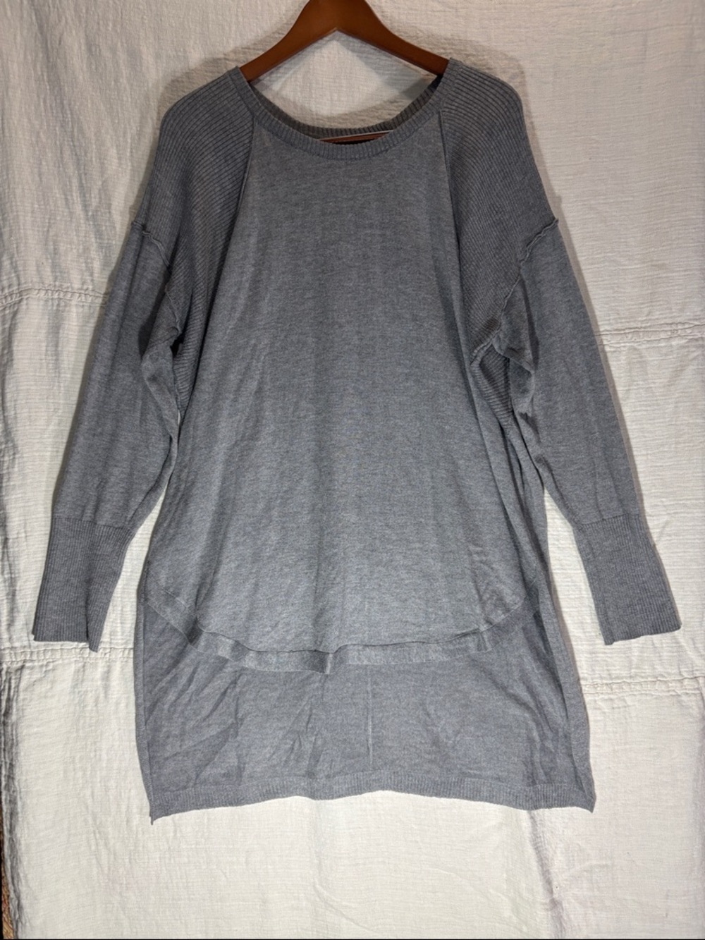 Poof! Heather Gray Scoop Neck Lightweight Sweater Cotton Blend 2X EUC
